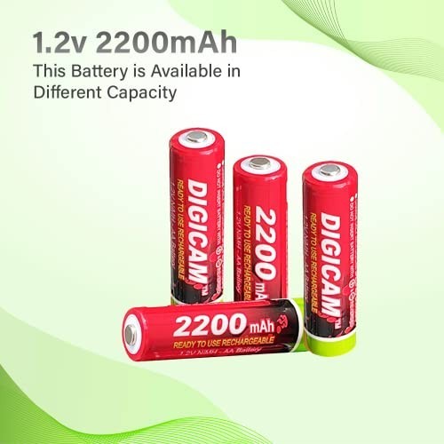 Digicam® 1.2v 2200mAh Nickel–Metal Hydride (Ni-MH) Battery | Rechargeable Battery (1.2v 2200mAh) Pack of 4