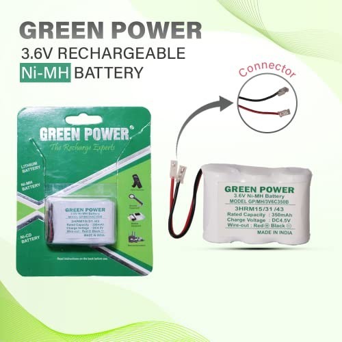 Green Power® 3.6V, 350 mAh Nickel–Metal Hydride (Ni-MH) Battery | Battery for Security Equipments & Cordless Phones (3.6V, 350 mAh)