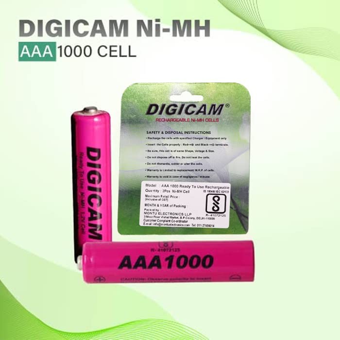 Digicam® AAA 1000mAh NI-MH| Battery for Consumer use/Industrial use (AAA 1000mAh NI-MH) Pack of 2