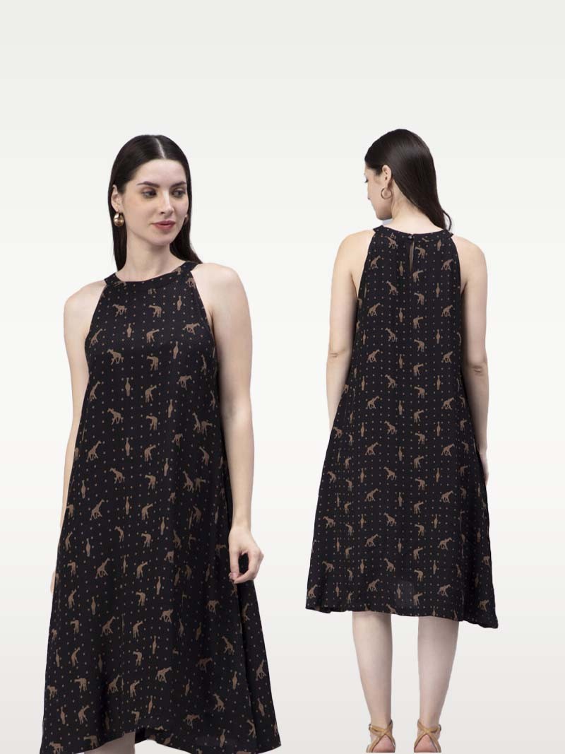 Entellus | Knee Length, Printed, Sleeveless Cool Fabric Dress