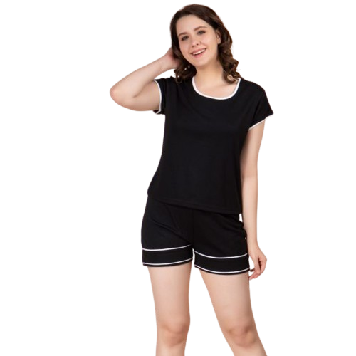 Top & shorts set in black colour for women’s