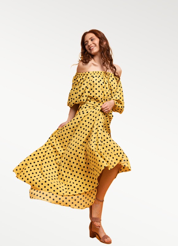Yellow Polka Dot Dress for Women