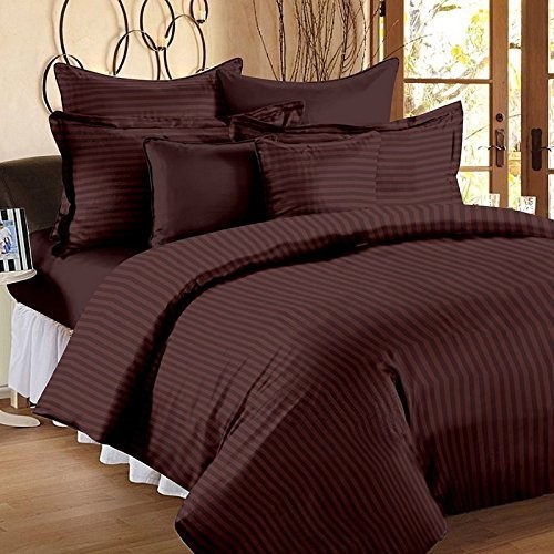 Microfiber Solid Satin Stripe Cotton AC Comforter Set Double Bed with 1 Flat Bedsheet  and Two Pillow Covers
