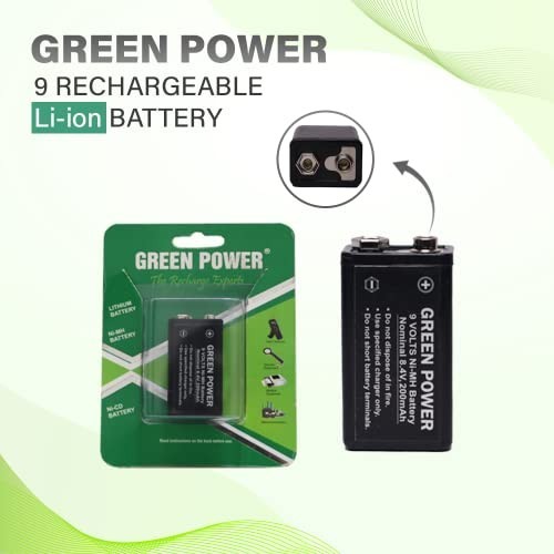 Green Power® 9V, 200 mAh Nickel–Metal Hydride (Ni-MH) Battery | Battery for MultiMates/Telecommunications/Toys Battery/Metal Detector (9V, 200 mAh)