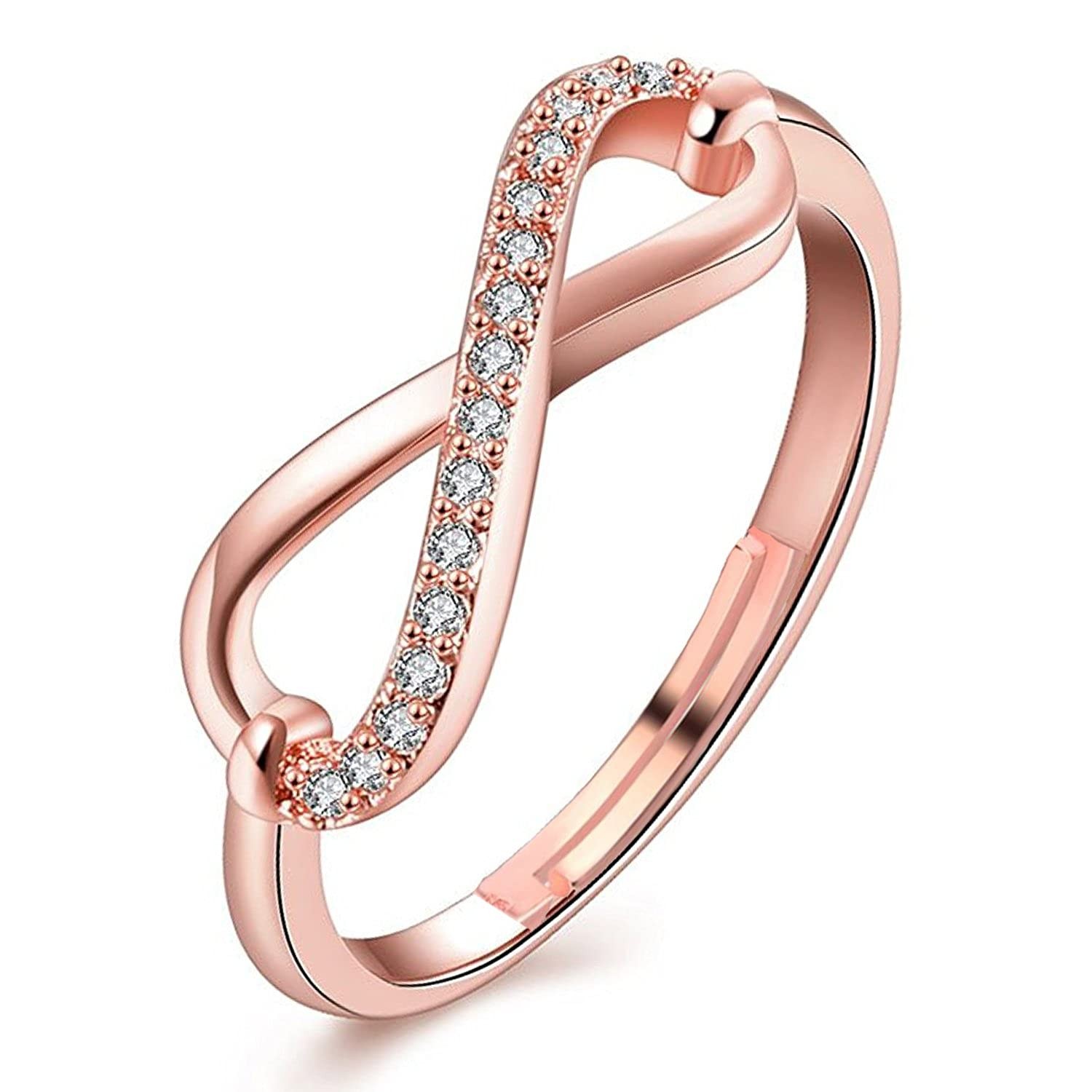 Solitaire and Rose Gold Plated Infinity Ring for Women