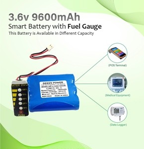 Green Power 3.6v 9600mAh Li-ion Battery Lithium ion Cylindrical Smart Battery with Fuel Gauge